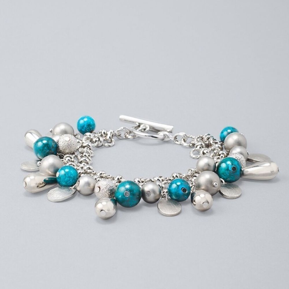 White House Black Market Howlite Charm Toggle Bracelet - Picture 2 of 4